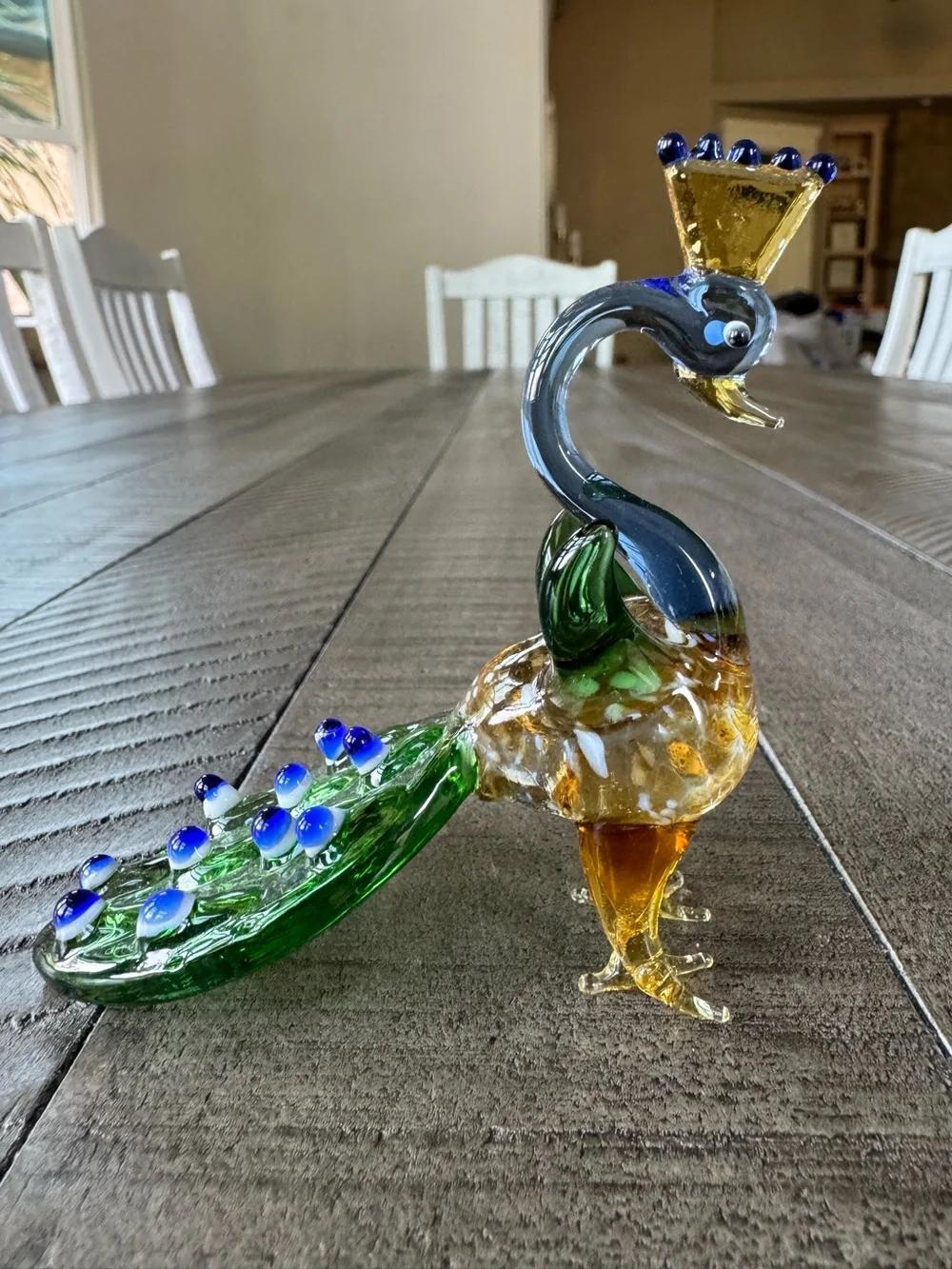 Pier 1 Imports Handmade - Handblown Art Glass Peacock Figurine